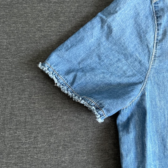 Calvin Klein Jeans Short Sleeve Chambray Zip Mini Dress Size Large - Picture 5 of 14